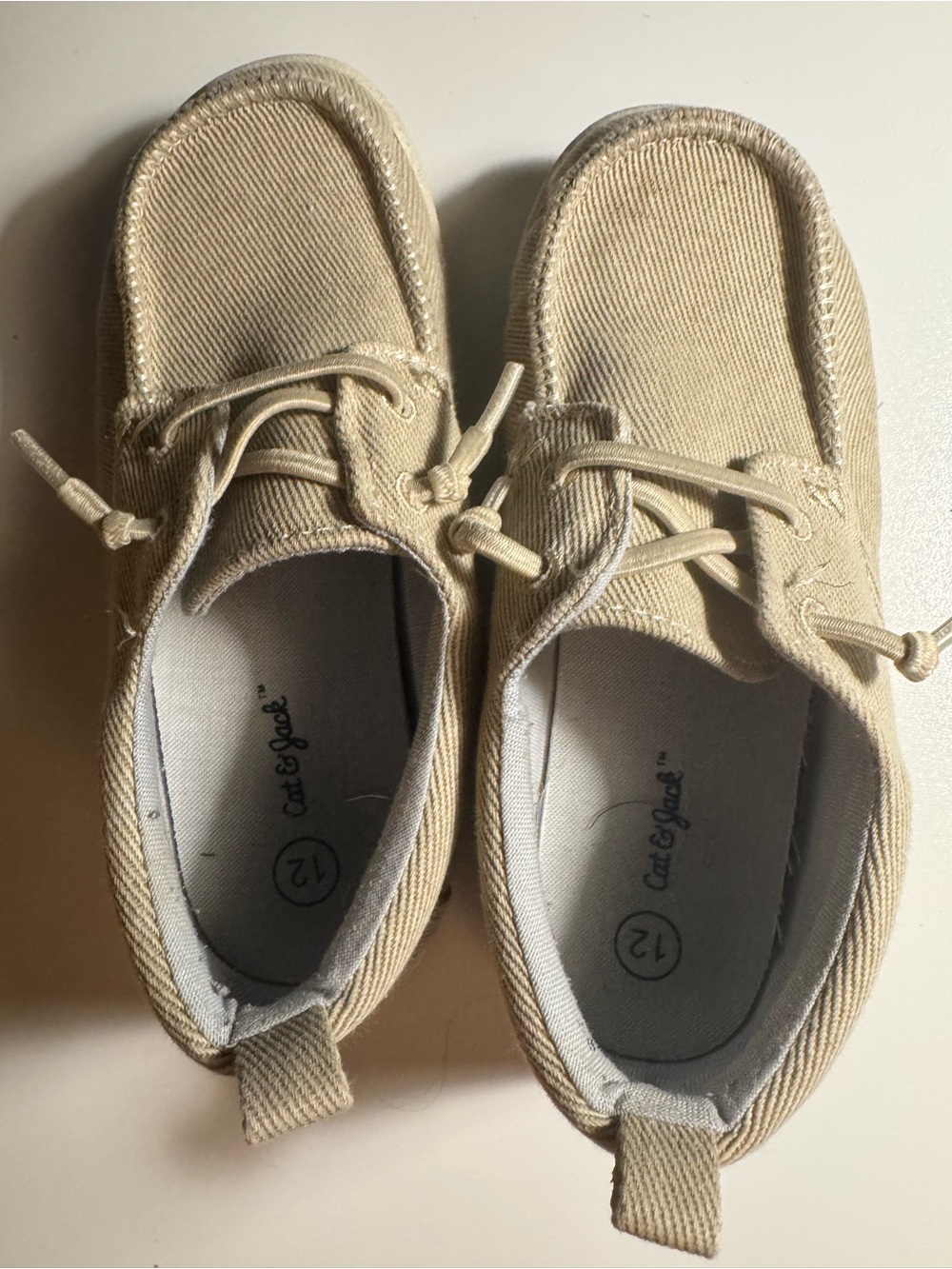 Cat & Jack Tan Canvas Boat Shoes for Boys sz 12